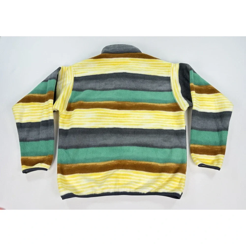 Patagonia Synchilla Snap T Fleece Pullover Painted Fitz Stripe Forge Grey Mens L